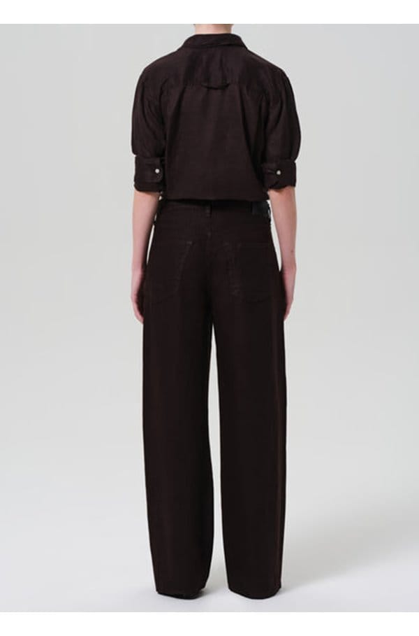 brynn drawstring linen trouser in chocolate