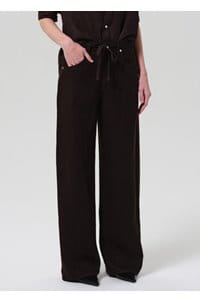brynn drawstring linen trouser in chocolate