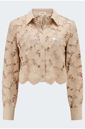 Seychelle Lace Cropped Blouse in Almond