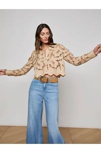 seychelle lace cropped blouse in almond