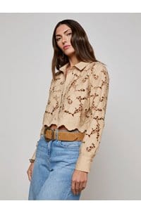seychelle lace cropped blouse in almond