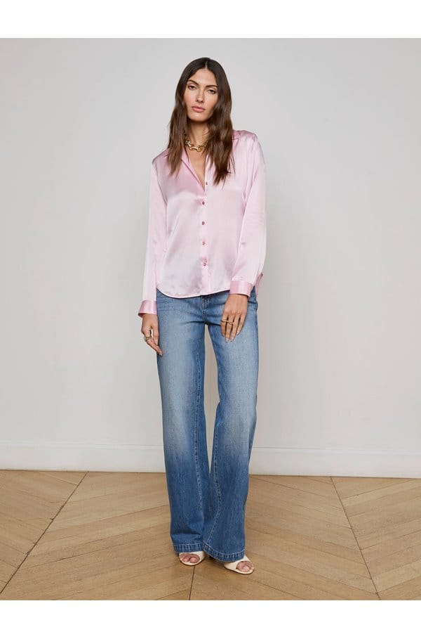 tyler long sleeve blouse in blush