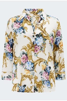 Camille Blouse in Vintage White Floral Baroque