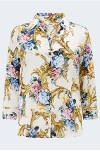 camille blouse in vintage white floral baroque
