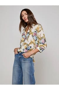 camille blouse in vintage white floral baroque