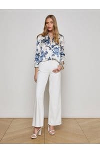 dani blouse in white blue painterly floral