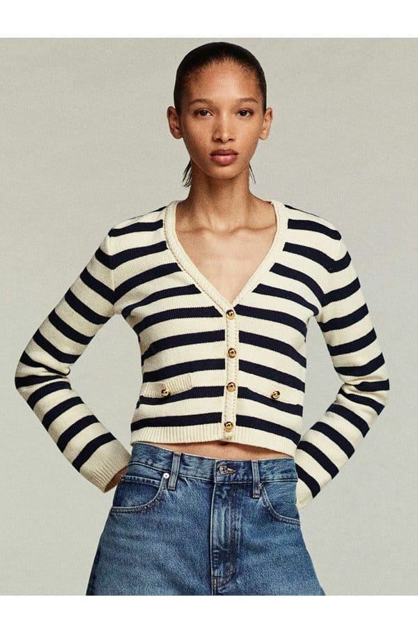 the harbour cardi in navy multi