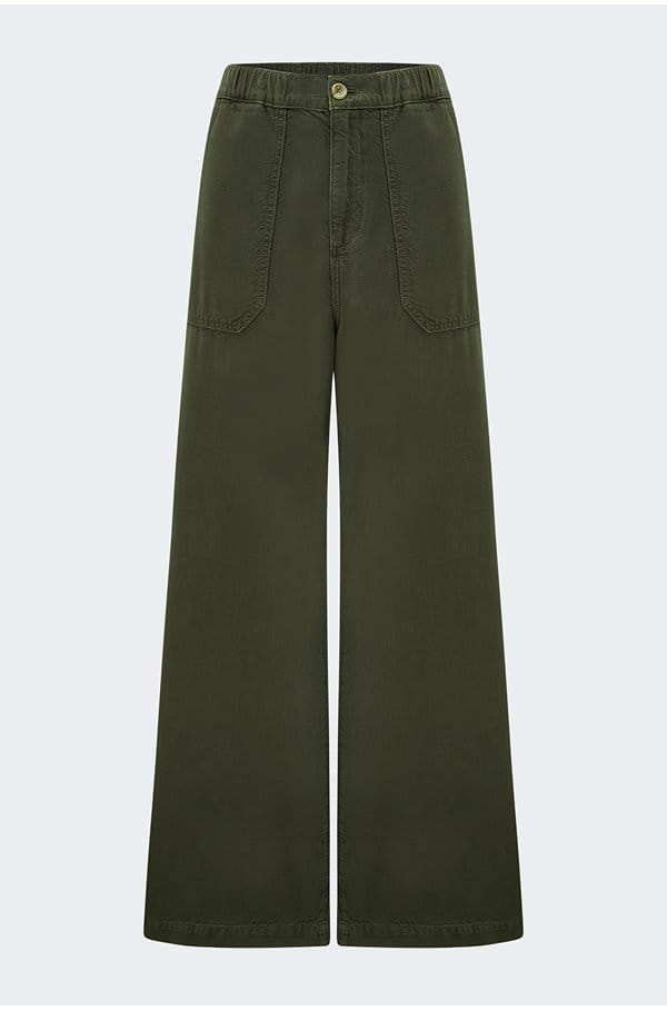 rumi pant in vintage dark chartreuse