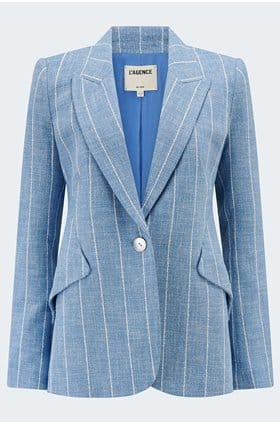 Chamberlain Pinstripe Blazer in Sky Blue White