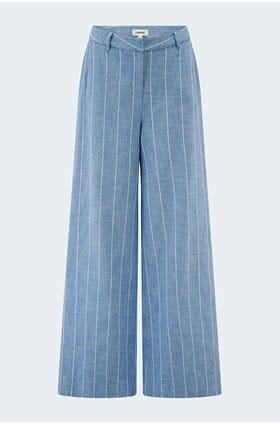 Pilar Pinstripe Wide Pant in Sky Blue White