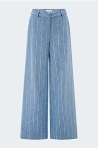 pilar pinstripe wide pant in sky blue white