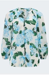 teagan blouse in ivory blue hydrangea
