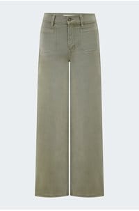 le slim palazzo in thyme with modernist pockets