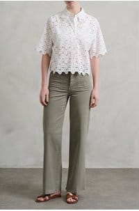 le slim palazzo in thyme with modernist pockets