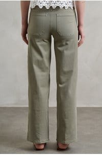le slim palazzo in thyme with modernist pockets