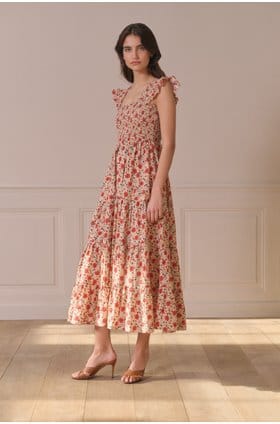 Kendall Dress in Eva Floral Cream