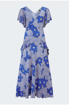Evie Dress in Milos Floral Blue