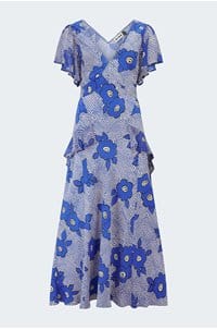 evie dress in milos floral blue