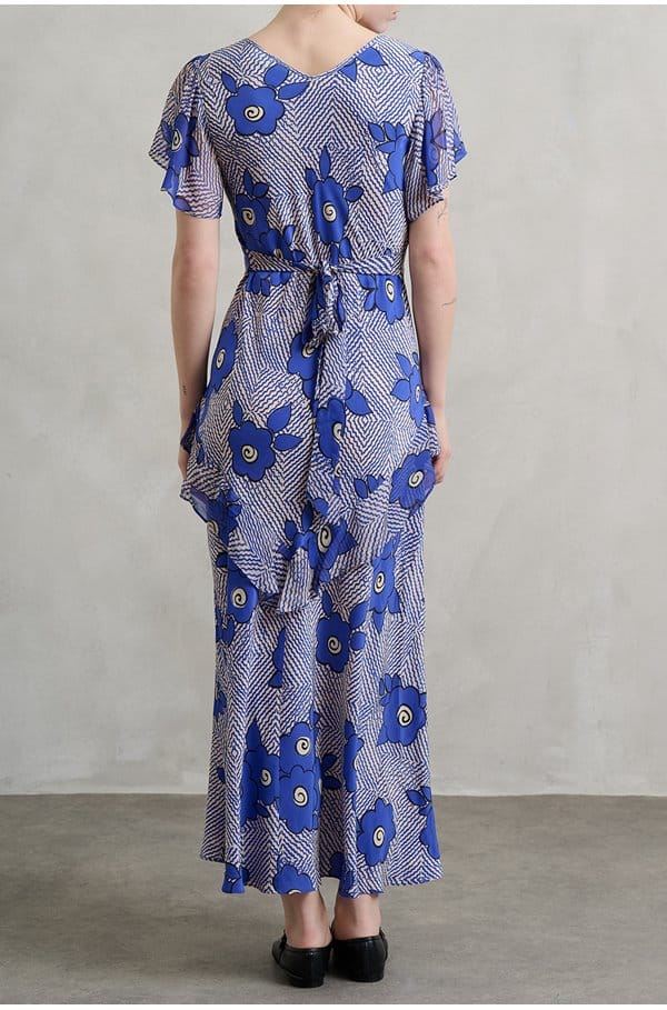 evie dress in milos floral blue