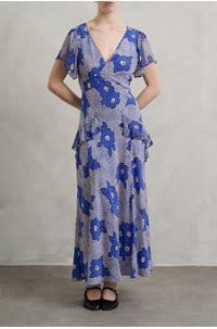 evie dress in milos floral blue
