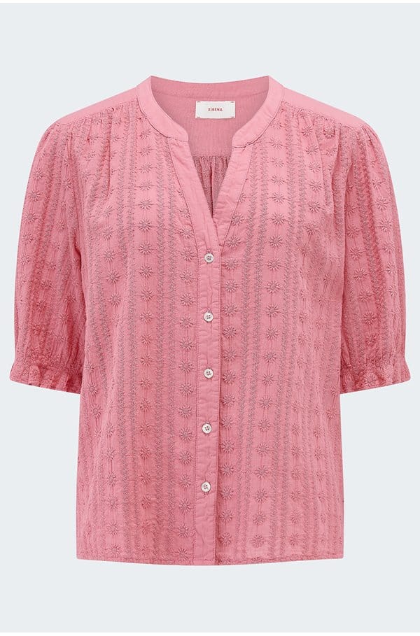 eden embroidered top in pink clay