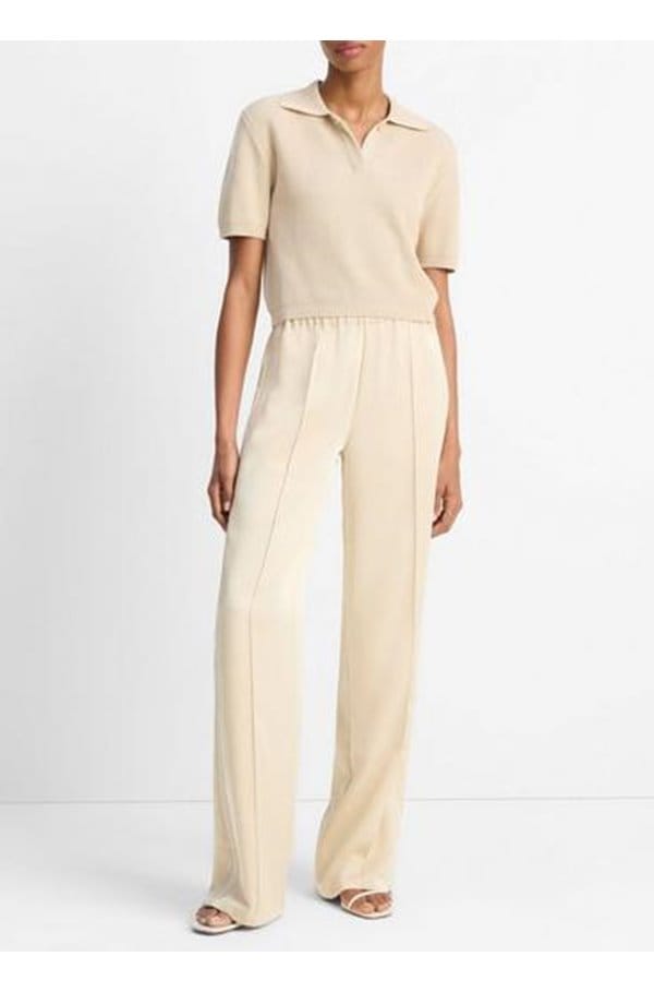 ribbed polo top in pale canyon