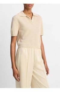 ribbed polo top in pale canyon