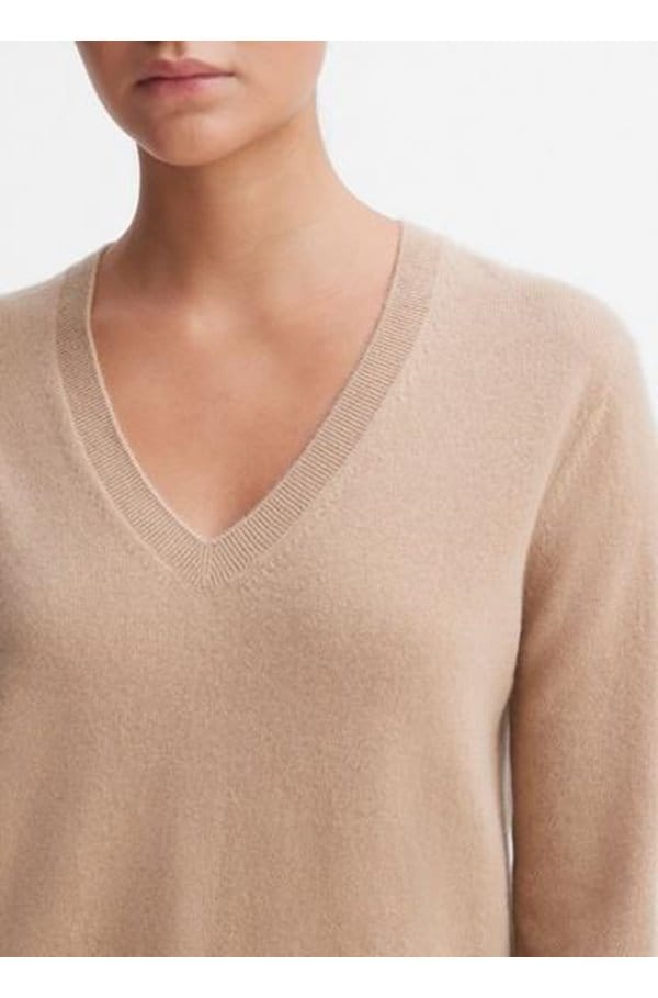 weekend v neck jumper in camel