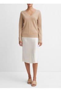 weekend v neck jumper in camel