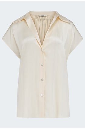 Cap Sleeve Ruched Blouse in Chiffon