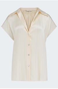 cap sleeve ruched blouse in chiffon