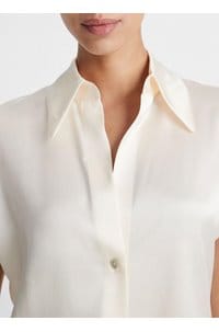 cap sleeve ruched blouse in chiffon