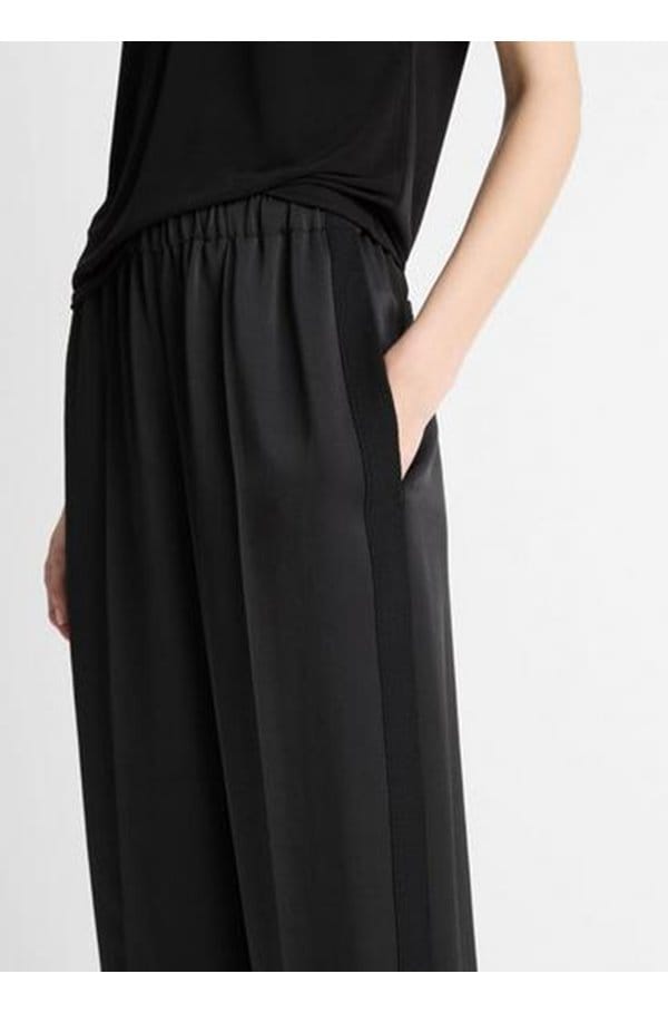 side strap wide leg pant in black