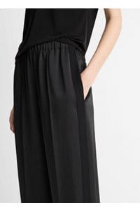 side strap wide leg pant in black