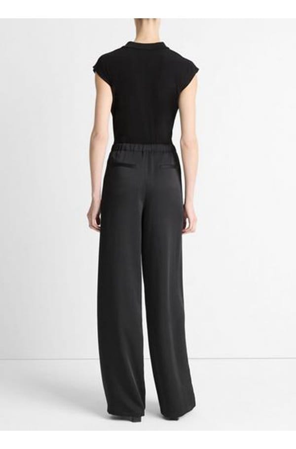 side strap wide leg pant in black