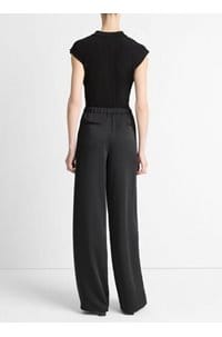 side strap wide leg pant in black