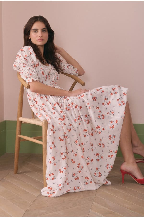 ischia dress in poppy field