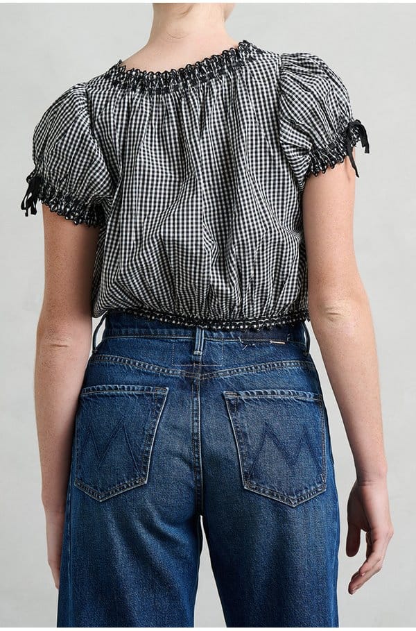 nera top in noir la maddalena gingham