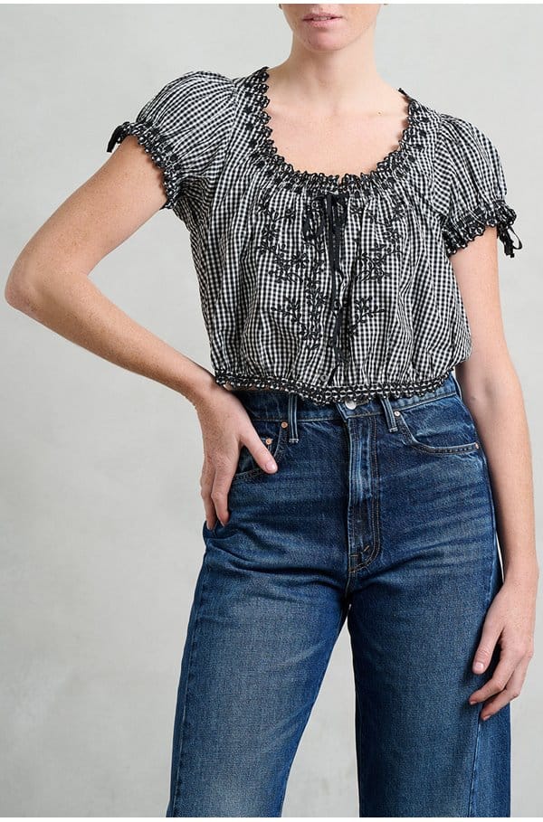 nera top in noir la maddalena gingham