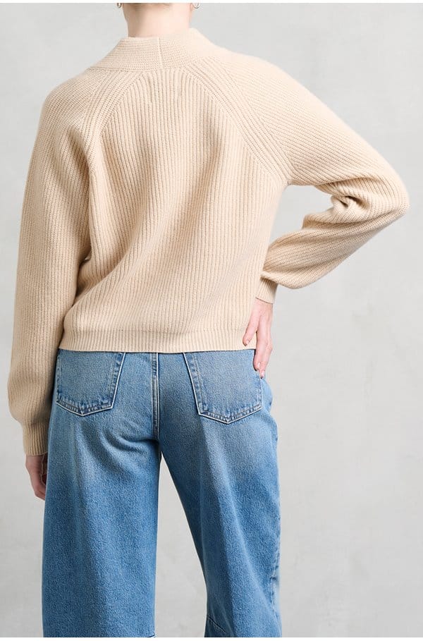 rib cardigan in macaroon