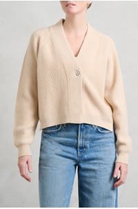 rib cardigan in macaroon