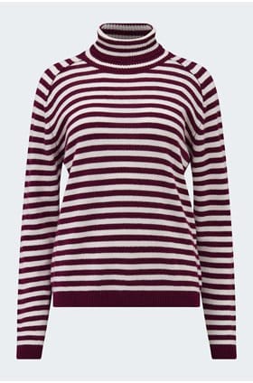 Narrow Stripe Roll Collar in Endless Passion Cloud Dancer