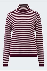narrow stripe roll collar in endless passion cloud dancer