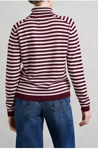 narrow stripe roll collar in endless passion cloud dancer