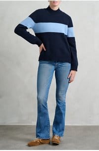 one stripe turtleneck in navy wedgewood