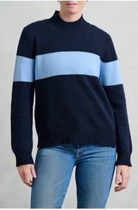 one stripe turtleneck in navy wedgewood