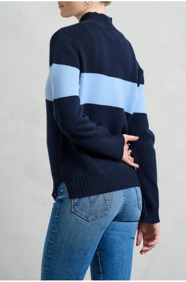 one stripe turtleneck in navy wedgewood