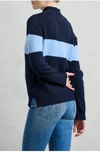 one stripe turtleneck in navy wedgewood