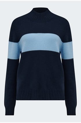 One Stripe Turtleneck in Navy Wedgewood
