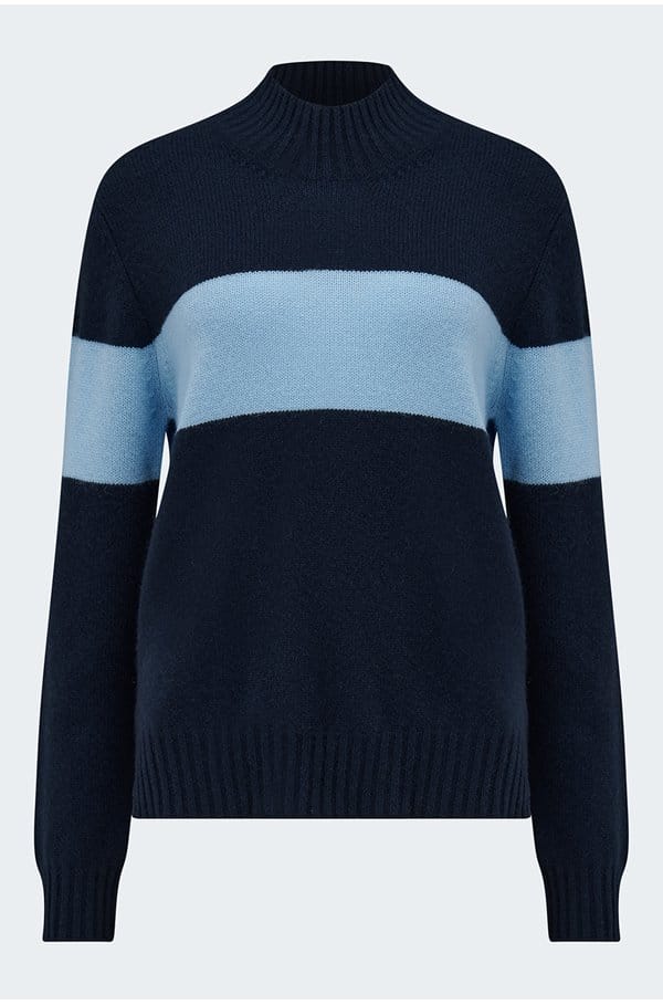 one stripe turtleneck in navy wedgewood